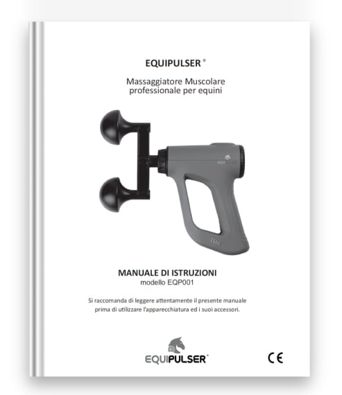 EQUIPULSER copertina del manuale di istruzioni del massaggio muscolare professionale per cavalli