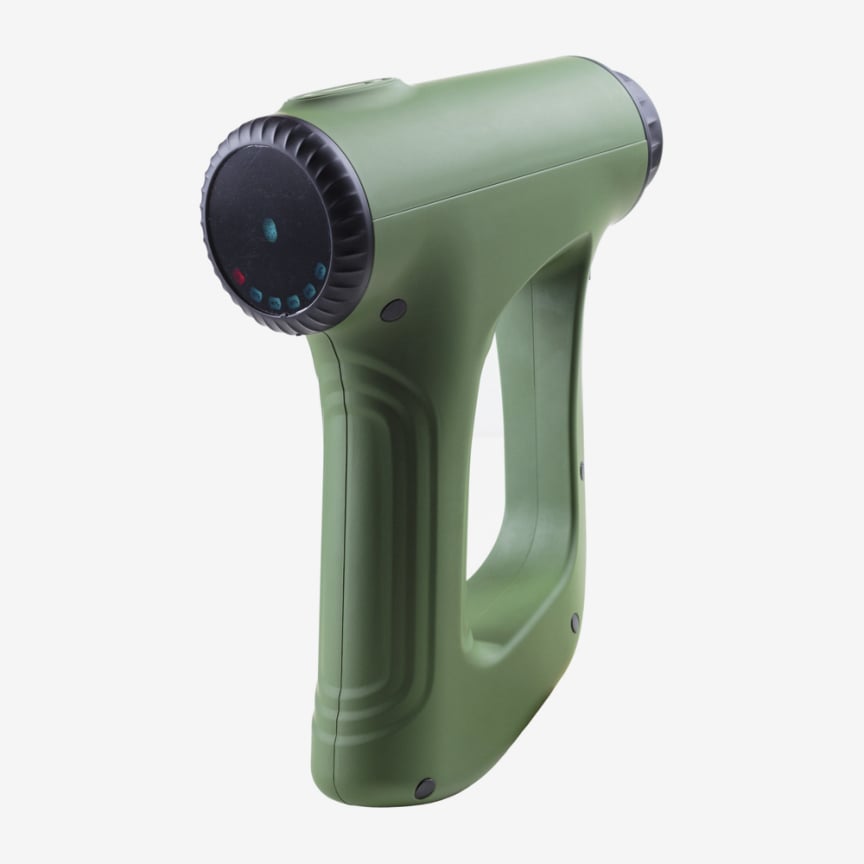 EQUIPULSER: massaggiatore muscolare professionale per cavalli - vista in dettaglio del display luminoso con pittogrammi colorati e il selettore di velocità del massaggio