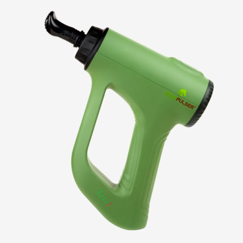EQUIPULSER: vista generale del massaggiatore muscolare professionale con testa T4 (a Dito) indicata per uso esclusivo da parte di Medici Veterinari per il trattamento di specifici tessuti muscolari dei cavalli